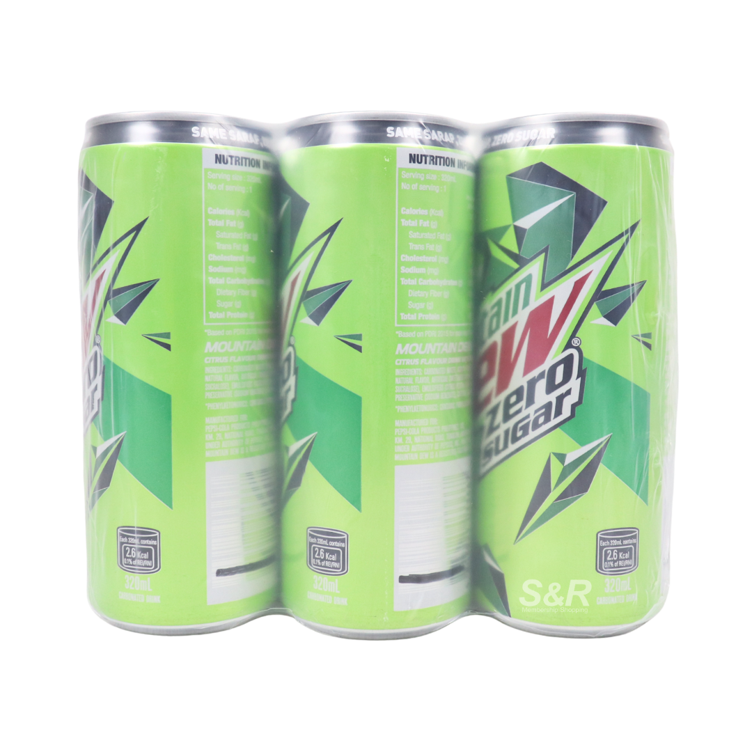 Mountain Dew Zero Sugar 320mL x 6 cans